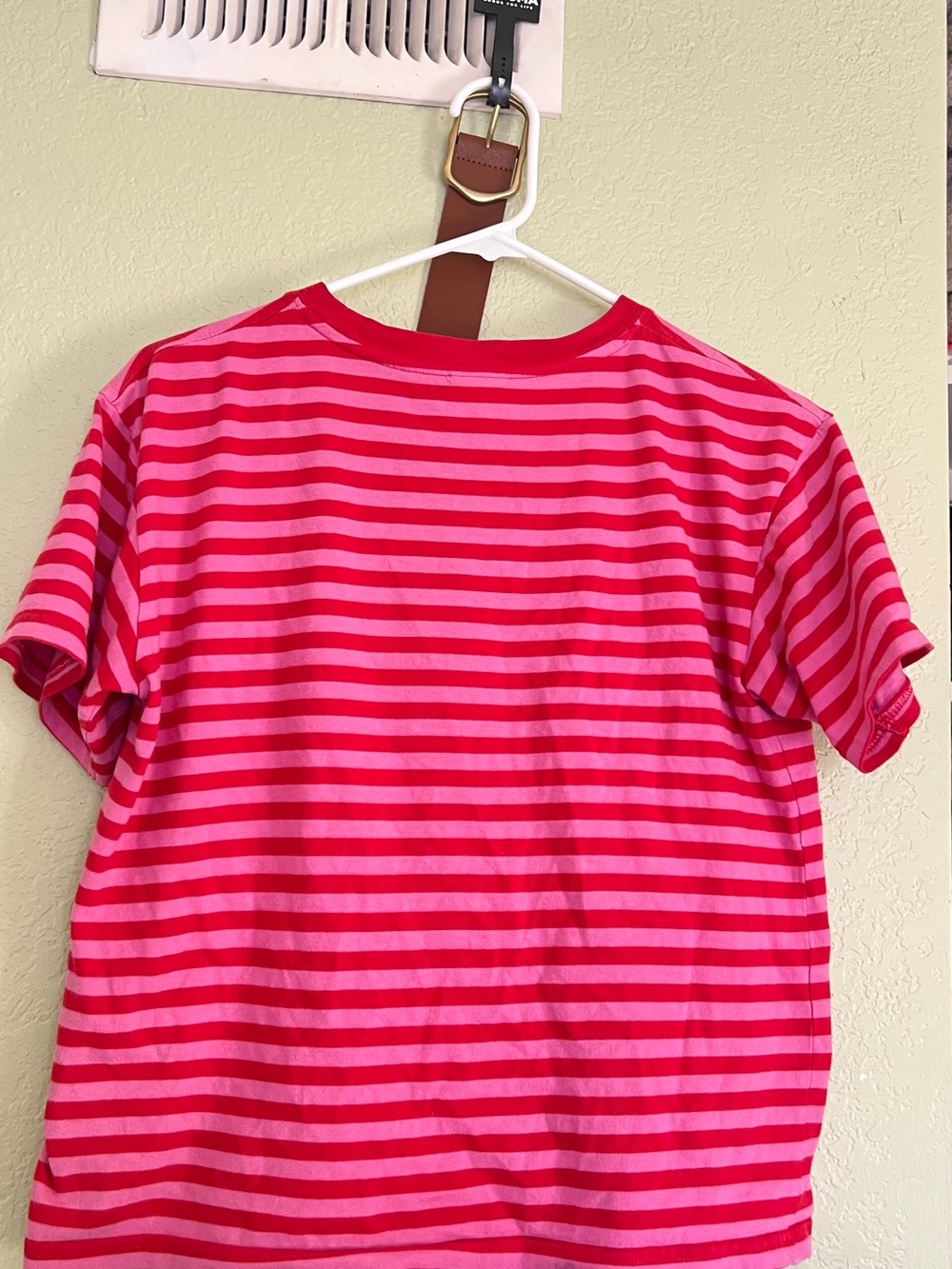Pink and Red Striped Short Sleeve Tee